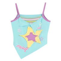 Fake Two Pieces Contrast Color Tank Top Bow Letter Star Patchwork Slim Tops Sweet Y2k Aesthetic Casual Fashion All Match Camis M mėlyna/geltona