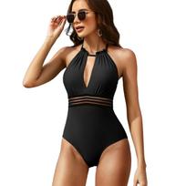 Charmleaks Women Tummy Control One Piece Swimsuits  Ruched Bathing Suits Strappy  Monokini  Halter Swimming Suit M juoda