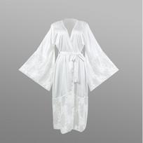 Satin Ladies Cardigan Lace Ilgomis rankovėmis Šaunūs naktiniai chalatai XS balta