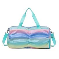 Sports Yoga Gym Bag Women Dry Wet Separate Large Capacity Short Travel Bag Gradient Handbag Crossbody žalia