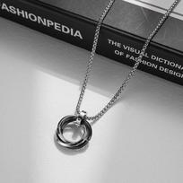 Three Rings Pendant Ring Loop Cold Style Titanium Steel Necklace Trend Men's Accessories juoda
