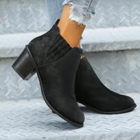 Moterų podiumo ankle boots, natūrali oda, guma, vidutinis kulnas, Chelsea, zomšas, smailus pirštas, moteriški batai 42 juoda