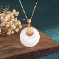 Baltas nefrito spurgos pakabukas amuletas papuošalas cirkonio karoliai dovanos brangakmenis moterims chalcedonas natūralus žavesys mada 925 sidabras 45cm