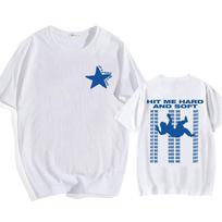 Hit Me Hard Soft 2024 m. albumo marškinėliai Grafiški marškinėliai trumpomis rankovėmis Vyriški/moteriški medvilniniai marškinėliai Kasdieniai „Camisas Streetwear“ hiphopo viršūnės XS balta