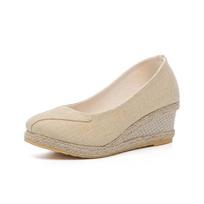 madingi Mokasinai Pleištai Espadrilės Moteriški Aukštakulniai Laisvalaikio Įsispiriami Batai Moterims Komfortas Žingsnis Elegantiški Kulniukai Zapatos De Damas Elegantes 34 smėlis