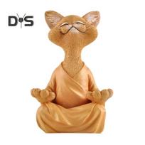 Budos katės figūrėlės, sėdinčios meditacijos, katės statulos dervos Budos katės stalo ornamentų kolekcija, skirta jogos meditacijai patalpose C