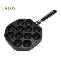 Takoyaki grilio keptuvės lėkštė, 12 skylių neprideganti kepimo keptuvė ant grotelių aštuonkojų kamuoliukų kepimo padėklas kalmarų kamuoliukų blynams juoda