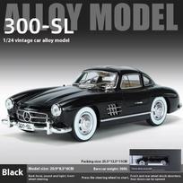 Nauja 1:24 Mercedes Benz 300SL lydinio klasikinis senovinis automobilis Modelis Automobilis Modelis Diecast Metal Pull Back Sound Light Automobilis Vaikams Dovana juoda