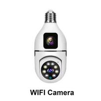 E27 lemputės „Wi-Fi“ stebėjimo kamera 8 MP „Smart Home“ dviejų objektyvų kameros palaikymas dvipusio garso spalvoto vaizdo naktinio matymo vaizdo CCTV apsauga Camera