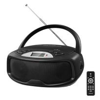 Nešiojamas stereo CD grotuvas „Boombox“ su AM/FM radiju, „Bluetooth“, USB, AUX įvestimi, ausinių lizdu, CD-R/RW ir MP3 kompaktiniais diskais suderinamas, veikia kintamosios srovės tinkle