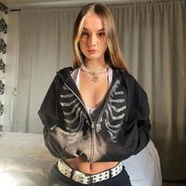 Kalnų krištolinis džemperis su gobtuvu, 2023 m. Vasaros su užtrauktuku Negabaritinis gobtuvinis gobtuvas Moteriški Grunge Striukė su gobtuvu Gatvės drabužiai Retro drabužiai S raudona