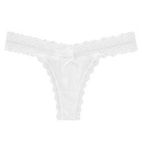 Seksualios kelnaitės T-formos moterims G-string žemo liemens nėriniai vienspalviai apatiniai XS balta