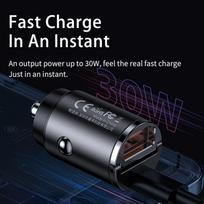 Automobilinis įkroviklis REMAX RCC110 Mini 30W USB + USB-C, greitas: Spalva - Juoda