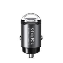 Automobilinis įkroviklis REMAX RCC332 30W PD+QC 2×USB-C, greitas: Spalva - Tamsiai pilka