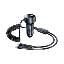 Automobilinis įkroviklis REMAX RCC336 52.5W su USB-C + Lightning spyruokliniu kabeliu, greitas