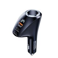 Automobilinis įkroviklis REMAX RCC339 88.5W 2×USB-C + USB su ekranu, greitas