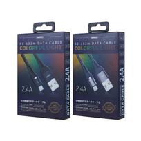 Duomenų kabelis REMAX RC-152m 2.4A USB-A į Micro USB, 1m, su LED apšvietimu: Spalva - Pilka