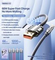 Greito įkrovimo kabelis REMAX RC-C052 66W cinko lydinio su apšvietimu USB-A į USB-C: Spalva - Raudona
