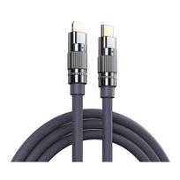 Greito įkrovimo kabelis REMAX RC-C053 20W PD cinko lydinio su apšvietimu USB-C į Lightning: Spalva - Tamsiai pilka