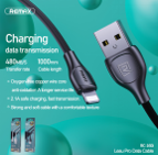 Duomenų kabelis REMAX RC-160i 2.1A USB-A į Lightning, 1m: Spalva - Juoda