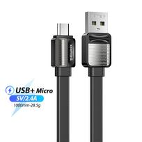 REMAX Platinum Pro serijos 2.4A duomenų kabelis RC-154m (USB - Micro): Spalva - Juoda