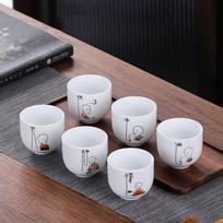6 vnt kinų keramikos arbatos puodelių rinkinys balto porceliano Pu'er Master Cup Boutique arbatos dubenėlis buitinių gėrimų arbatos rinkinio priedai 6x5cm   80ml