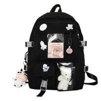 Fashion Fresh Girls Backpack Cute School Bags For Student Fresh Printing Campus Style Schoolbag Simple Pure Colour Shoulder Bag juoda