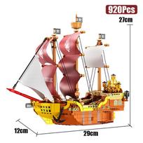 Kūrybiškas 920 vnt. Karališkas Piratų Laivas Burlaivis Modelis Statybiniai Blokiniai Laivas Mini Plytos Statybiniai Žaislai Vaikams Dovana brown