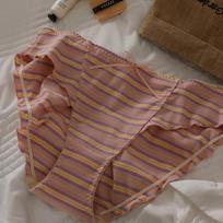Neon Striped Oversized Underwear Sexy Panties Contrasting Dopamine Mid Low Waist Knickers Pure Cotton Antibacterial Crotch Panties Women XL neoninės rožinės spalvos