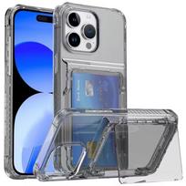Kortelių laikiklis Telefono dėklas Skirtas iPhone 15 14 16 13 12 11 Pro Max Skaidrus Stovas Dangtelio Dėklai iPhone15 16 pro Max iPhone 16 Pro Max juoda