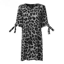 Celmia Summer Casual Women's Loose Mini Dress Leopard Print Short Sleeve Plus Size L ruda