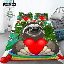 Tinginio antklodės užvalkalų komplektas, dvigulė, animacinis tinginys, patalynės komplektas vaikams, mergaitėms, berniukams, mielas gyvūnas, poliesteris, antklodės užvalkalas EU single(135x200cm)