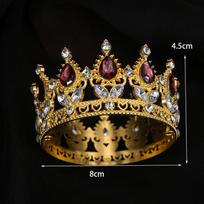 Baroque Round Diadem Royal Queen King Tiaras and Crowns Bridal Wedding Dress Crown Jewelry Accessories brown