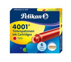 Rašalo kapsulės Pelikan, raudonos trumpos, 6vnt