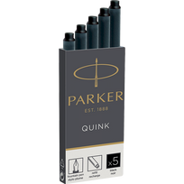 Rašalo kapsulės Parker, ilgos, juodos, 5vnt