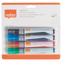 Žymeklių baltai lentai rinkinys NOBO Liquid Ink, kirstu galu, 4 spalvos