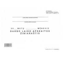 Darbo laiko apskaitos žiniaraštis 5 žmonėms, A5 formato