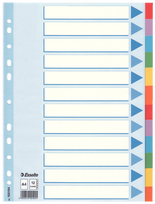 Skirtukai Esselte A4, 1-12, spalvoti, kartoniniai