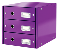 Dokumentų spintelė Leitz Click & Store WOW,  3 stalčiai, violetinė, 60480062