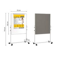 Mobilioji dvipusė lenta BI-OFFICE 100x100, baltoji magnetinė ir pilko veltinio, aliuminio rėmas