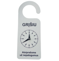 Pakabinama informacinė lentelė - laikrodis "Grįšiu" (LT)