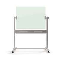 Dvipusė vartoma stiklinė magnetinė lenta NOBO DIAMOND 120x90 cm, mobilus stovas, balta sp.