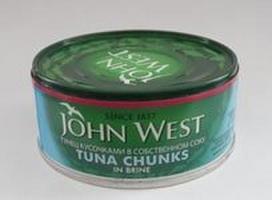 Tunų gabaliukai savo sultyse JOHN WEST, 145/102g