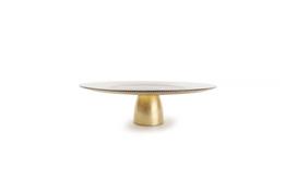 Padėklas Glint Gold, tortui, ant kojelės, stiklas, D 33 cm, H 10 cm, vnt