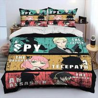 3D Anime SPY×FAMILY Anya patalynės komplektas, antklodės užvalkalas, patalynės komplektas, dygsniuotos antklodės užvalkalas, pagalvės užvalkalas, Karališko, Karalienės, Dvigulio dydžio, Berniukams, Mergaitėms, Suaugusiems 70x133cm 2pcs