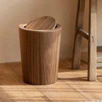 Medinis šiukšliadėžė su dangčiu buitiniam naudojimui Wood Color gray