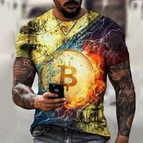 Spring Summer T-shirts Men O Neck Short-sleeved Bitcoin 3D Printed T-shirt Street Trend Oversized Top S