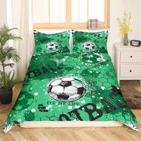 Futbolo patalynės užvalkalų komplektas Rankomis pieštas eskizas Futbolo vėliava Tinklas KOMANDA Sporto patalynės komplektas Berniukams Paaugliams Bet dvigulės antklodės užvalkalas EU single135x200cm