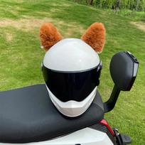 2 vnt. Universalus motociklo šalmas, katės ausų dekoras Mielas motokroso šalmas, Cosplay pliušiniai lipdukai, visiškai nuplėšti nuo šalmo smėlis