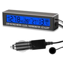 4in1 Automobilinis Skaitmeninis Laikrodis Vidaus Išorės Temperatūros Termometras Automobilio Įtampos Monitorius Matuoklis su LED Apšvietimu Cigare-tės Laikas Automobilio Temperatūros Rodmuo